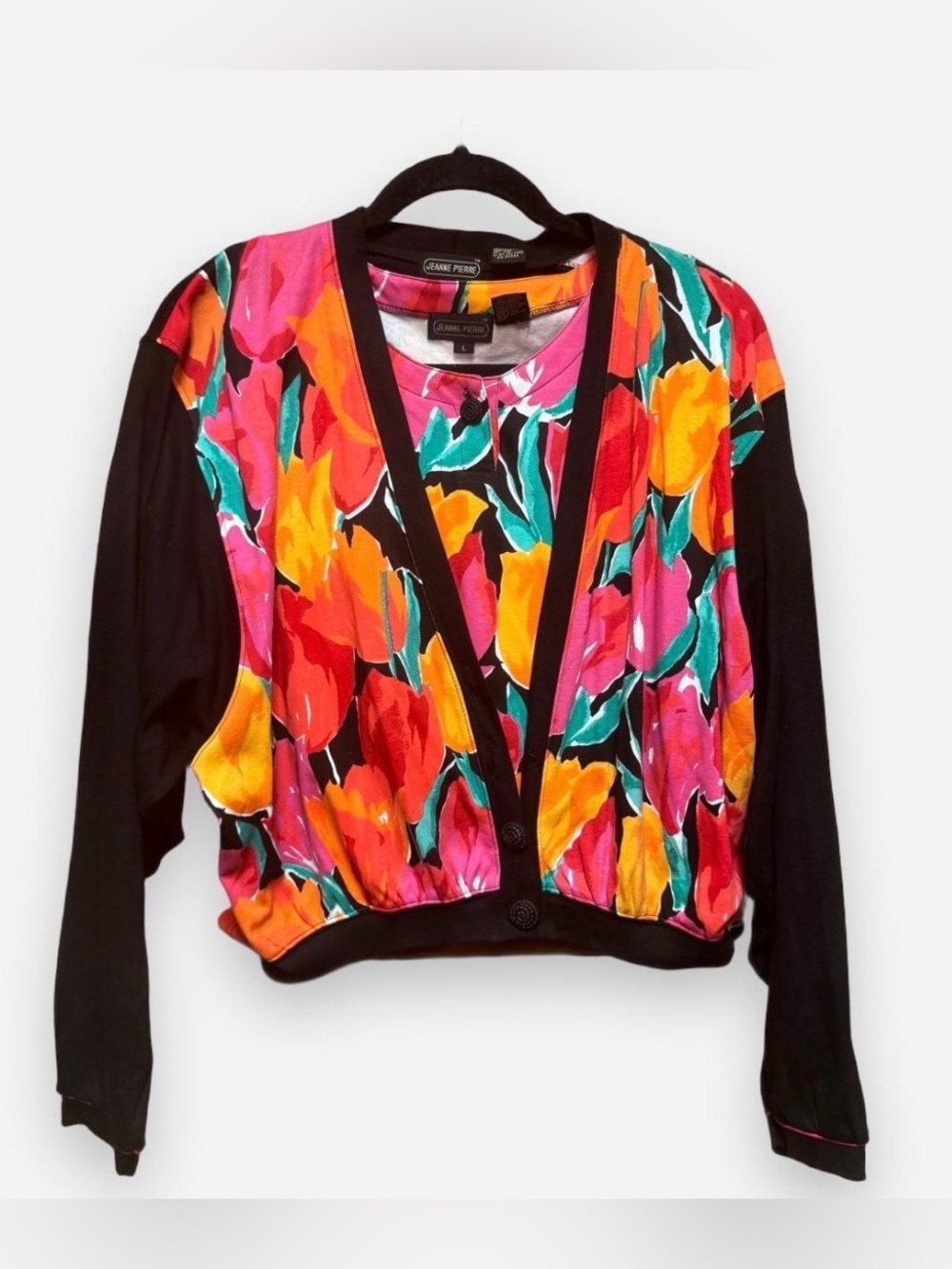 Vintage Jeanne Pierre Cotton Tank Top and Jacket with Tulip Pattern